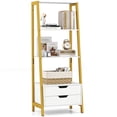 thumbnail image 1 of Gymax 4-tier Bookshelf w/ 2 Storage Drawers Sturdy Metal Frame Anti-toppling Devices White, 1 of 10