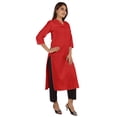 thumbnail image 2 of Moomaya Blouses Unies à Plis Nervurés pour Femmes Kurti Ethnique Indien Décontracté Kurta en Coton, 2 of 7