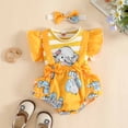 thumbnail image 2 of Birdeem 1-18M Infant Toddler Baby Girl Ruffled Print Top with Straps Shorts and Headband Set, 2 of 9