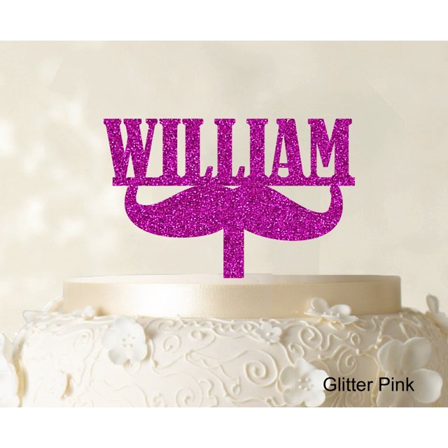 Custom Name Cake Topper Personalized Glitter Pink Cake Topper Color Option Available 5-7 Inches Wide