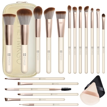 DUAIU Makeup Brushes Set, 18pcs Professional Makeup Brushes with 2 Powder Puff & Travel Bag, Premium Synthetic Foundation Powder Blush Blending Face Brush Kit, Eyeshadow Set Makeup Brushes & Tools