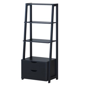 Patiojoy 4-Tier Ladder Bookshelf Storage Display Bookcase with 2 Drawers
