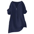 thumbnail image 3 of Baberdicy Oversized Collar Shirts - Women's Loose Fit Solid Color Tops (Breathable Linen, Office to Weekend) Navy S, 3 of 8