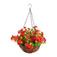 thumbnail image 1 of jifeng Artificial Flowers in Hanging Basket Decorative Planter for Lawn Patio Porch Red, 1 of 9