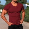 thumbnail image 1 of Styesk T-Shirts pour Homme à la Mode T-Shirt Uni Décontracté Ajusté à Col en V à Manches Courtes, 1 of 6