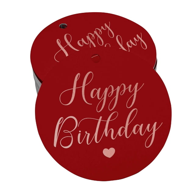 Inkdotpot Pack Of 50 Happy Birthday Favor Paper Tags Craft Real Rose Gold Foil Hang Tags