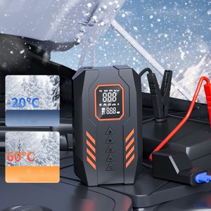 Danhjin Inflation Démarreur de pompe Andjump Démarreurs de saut de voiture portatifs et pompe gonflable de pneus 153Psi 88W 12V Car Batterie Jump Starters Pack pour 5.0L Gaz et gaz 3.0L Moteurs diesels avec affichage Lcd 3 Lumières