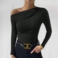 thumbnail image 5 of Yuyuzo Going out Tops for Women Fall Cold Shoulder Long Sleeve Slim Fitted Solid Color Tee Shirts, 5 of 5
