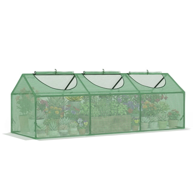 Outsunny Mini Tunnel Greenhouse Planting Warm House with 3 Windows, Green