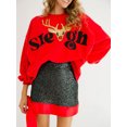 thumbnail image 3 of FOCUSNORM Women's Christmas Loose Pullover Sparkly Rhinestone Letter Print Long Sleeve Crew Neck Sweatshirt, 3 of 9