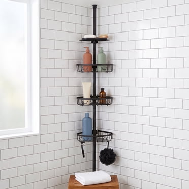 Era Neil Pole Shower Caddy Black, 11.69 x 96in