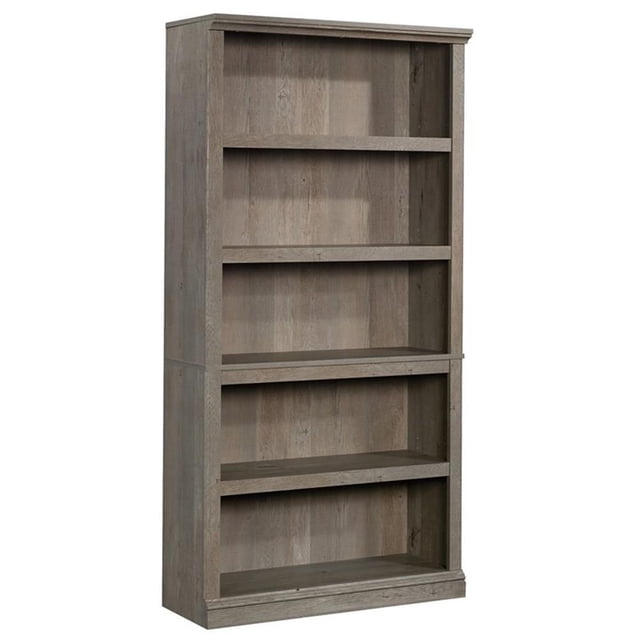 Pemberly Row 5-Shelf Modern Engineered Wood Tall Bookcase in Mystic Oak