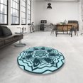 thumbnail image 4 of Ahgly Company Tapis d'Intérieur Rectangulaire Transitionnel Vert Sarcelle Lavable à la Machine, 7 Pieds x 10 Pieds, 4 of 7