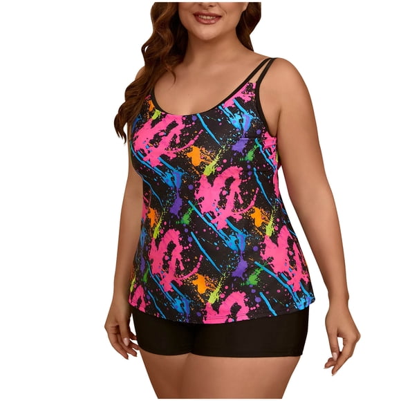 Modest Swimsuits for Women 2 Pc with Trunks Back Cutout Solid Color 95% Nylon 5% Spandex