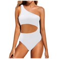 thumbnail image 1 of Womens Swimsuits Tankini One Shoulder Bathing Suits Full Coverage Keyhole Solid Tankinis Swimwear for Women White, 1 of 4