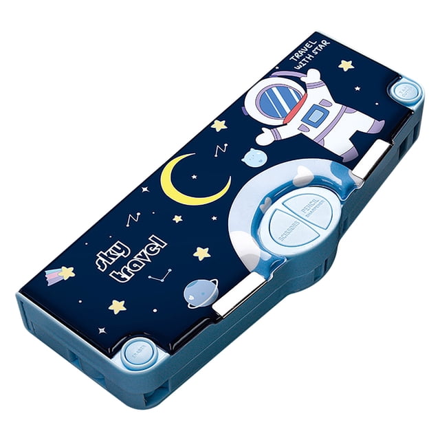 Pencil Box for Kids With Double Layer Design, ABS Plastic, 9.6 in x 3.9 in x 1.6 in, Includes Pencil and Sharpener