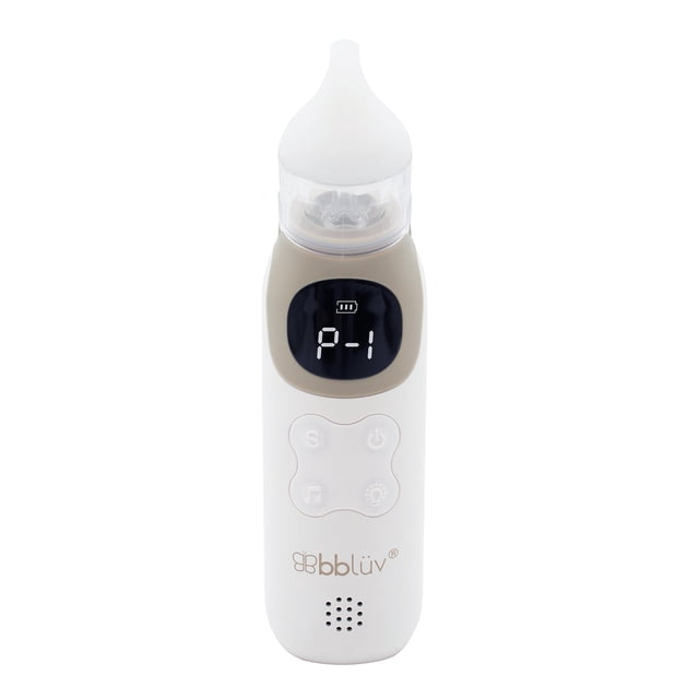 BBLUV Rino Pro Aspirateur Nasal Électrique Ergonomique à Main avec Écran LCD Indiquant le Niveau d'Aspiration et la Batterie, Embout en silicone Souple de Qualité Médicale Intégré et Quatre Embouts Interchangeables à Côté, Boutons de Commande pour Cinq Niveaux d'Aspiration Réglables, port de Chargement USB-C et Petite Lumière DEL; Étanche, Conception Sans Filtre et Convient pour les Voyages.