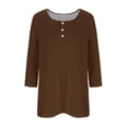 thumbnail image 3 of TACILIP Hauts à Manches 3/4 pour Femmes, Blouses à Boutons à Col Ras du Cou, T-Shirts Basiques, T-Shirts Décontractés d'Automne, T-Shirts Amples de Travail, Tenues de Printemps, Cadeaux pour Femmes, 3 of 4