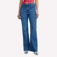 thumbnail image 2 of Jeans Women Wide Leg Stretch Mid Rise Flared Denim Trousers Women Pants Dark Blue XS, 2 of 4