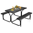 thumbnail image 1 of Gymax Picnic Table Set 54'' x 59'' x 28.5'' with 1 Picnic Table and 1 Bench, Black (2 Count), 1 of 10