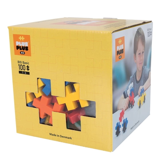 PLUS PLUS BIG - Ensemble de Jeu Libre - 100 Pièces - Mélange de Couleurs de Base, Jouet de Construction STEM, Gros Blocs de Puzzle à Emboîtement pour Tout-Petits et Préscolaires