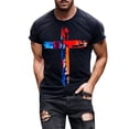thumbnail image 1 of EGNMCR T-Shirts à Manches Courtes pour Hommes Été Décontracté Col Rond T-shirt, Mode de Rue pour Hommes Décontracté Imprimé Croix Col Rond Manches Courtes,, 1 of 1