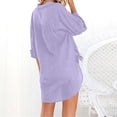thumbnail image 4 of Jsaierl Linen Button Down Shirts for Women 3/4 Sleeve Collared Tops Comfy Cotton Linen Long Shirts Solid High Low Hem Blouses Oversized Beach Shirts, 4 of 6