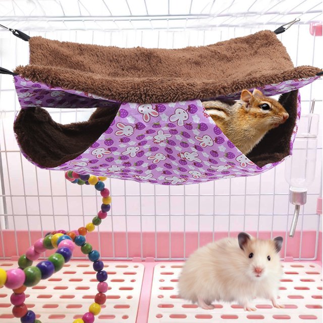 Pet Hammock, Double Layer Interlayer Warm Steady Pet Hanging House, For Squirrel Small Pets L