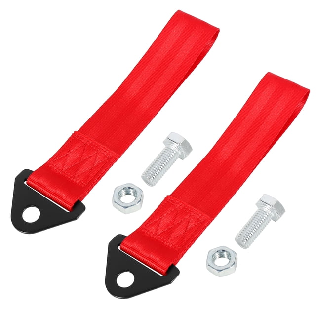 Unique Bargains 2pcs Red Universal Vehicle Replacement Towing Hook Bumper Trailer Belt Strap