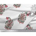 thumbnail image 2 of Soimoi Modal Satin Fabric Leaves & Floral Block Print Sewing Fabric Yard 42 Inch Wide, 2 of 3