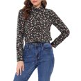 thumbnail image 1 of INSPIRE CHIC Chemise Boutonnée pour Femme à Petites Fleurs à Manches Longues Col en Pointe Haut de Bureau S Noir Rouge, 1 of 7