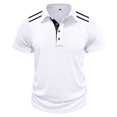 thumbnail image 4 of Styesk T Shirts for Man Fashion Solid Color Leisure Versatile Motion Button T-shirt Lapel Top, 4 of 5