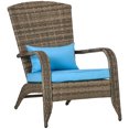 thumbnail image 1 of Outsunny Chaise Adirondack d'Extérieur en Rotin pour Foyer avec Coussin Bleu, 1 of 10