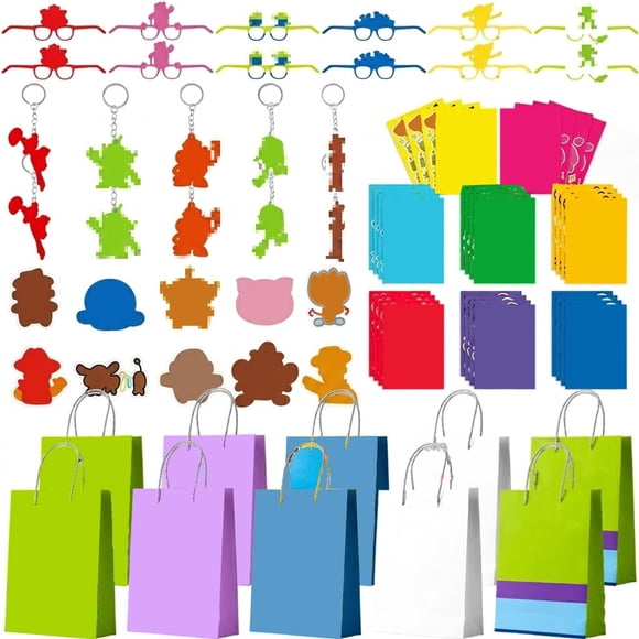 Cadeaux de Fête, Ensemble de 50 Pcs de Cadeaux d'Anniversaire – Sacs-Surprises Porte-Clés Autocollants Accessoires Photo Etc. Fournitures de Fête