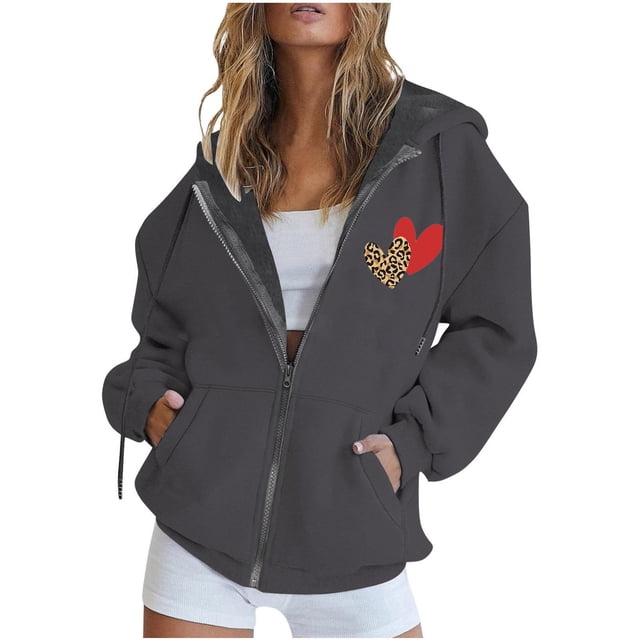Chandails à Capuche Zippés pour Femmes Rabais de 50 % en Liquidation Mode Fermeture Éclair Col en V Hauts à Enfiler Manches Longues Blouse à Capuche Imprimée Chandail