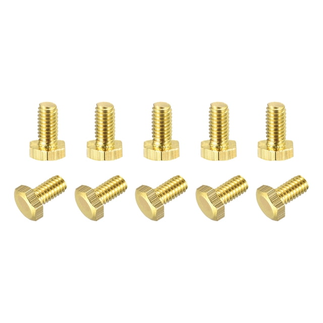Unique Bargains Brass Hex Bolts, M4x8mm 10 Pack Fully Thread Grade 4.8 Machine Screws