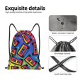 thumbnail image 4 of Xecao Vintage Audio Cassettes Pattern Sports Drawstring Backpack - String Swim Gym Bag with Wet Proof Pocket for Women&Men-Medium, 4 of 6