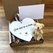Handcrafted Wooden Heart Pocket Teddy Bear Cuddle Gift - Mini Companion with Sentimental Message, Get Well Soon Thinking of You Keepsake, Size 9cm