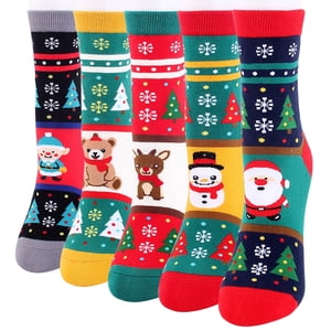 Chaussettes de Noël Fancy Nouveauté 5 Paires Chaussettes en coton drôle Chausse en équipage pour femmes