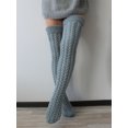 thumbnail image 4 of Faithtur Girls Winter Cable Knitted Socks Solid Color Over Knee Socks Thigh High Long Boot Socks Stocking Leg Warmer, 4 of 9