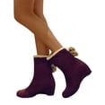 thumbnail image 4 of HBFAGFB Ankle Boots Womens Fashion Ladies Bow Short Boots Plus Velvet Wedge Heel Booties Wine Size 40, 4 of 9