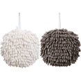 thumbnail image 2 of 2 Pack Fuzzy Ball Towel White and Gray Fast Drying Handball Absorbent Soft Towel for Kitchen Hand Towels for Bathroom Decorative Set Chenille Hanging Hand Towels, 2 of 9
