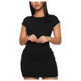 thumbnail image 2 of Robe d'Été pour Femmes Col Serré Aguichant Sac Hip Ultra Courte Robes Mélanges Coton Noir TG, 2 of 4