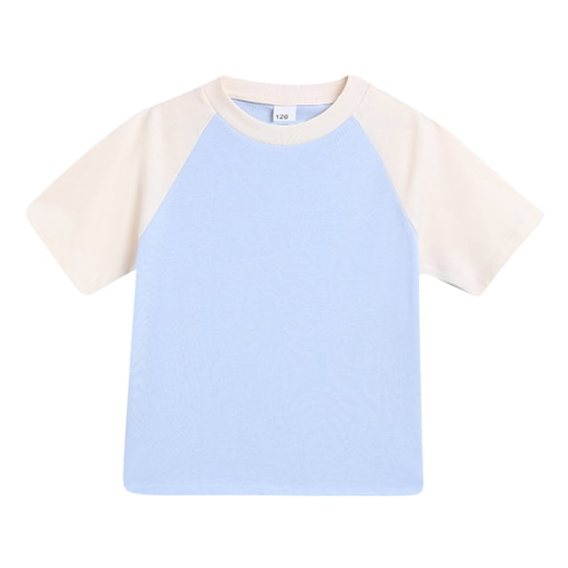 LLYWEY Chandail Raglan pour Enfants, T-Shirts de Baseball pour Tout-Petits, T-Shirt de Baseball Unisexe Garçons Filles d'Été à Col Rond à Manches Courtes, Haut Tunique Ample Décontracté Respirant à Enfiler 3-14 Ans Bleu 12 Mois