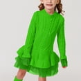thumbnail image 2 of Splozh Robe d'Automne pour Filles Printemps et Automne Robe d'Hiver à Manches Longues pour Filles Robe de Fête Motif Robe en Maille Vert, 3-4 Ans, 2 of 6