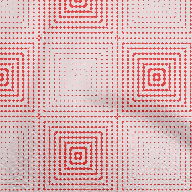oneOone Cotton Poplin Red Fabric Geometric Fabric For Sewing Printed Craft Fabric By The Yard 56 Inch Wide