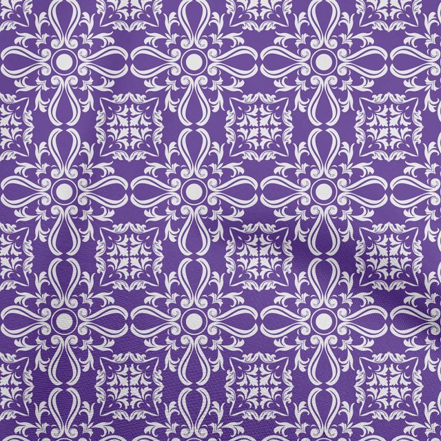 oneOone Velvet Violet Fabric Asian Block Floral Craft Projects Decor Fabric Printed By The Yard 58 Inch Wide