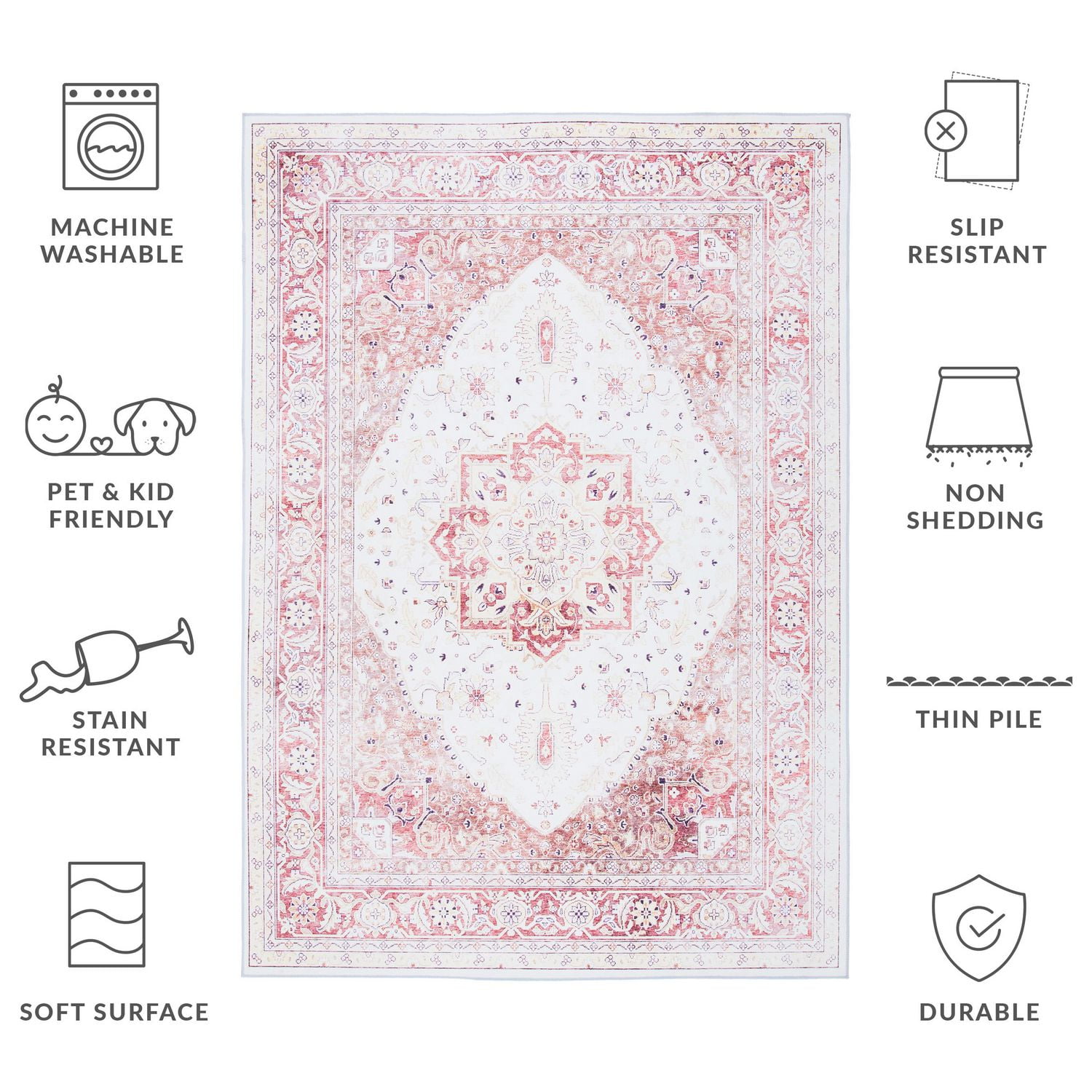 SAFAVIEH Tuscon Herbert Tapis Traditionnel Lavable en Machine