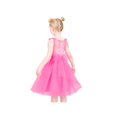 thumbnail image 4 of Robe Fille Rose à Pois Broderie Fleur Rétro Nœud Papillon Fête Formelle 8 Ans, 4 of 6