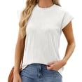 thumbnail image 4 of Penkiiy T-Shirts à Col Rond Décontractés Amples à Manches Courtes pour Femmes, Couleur Unie, Hauts d'Été Basiques, m Blanc, 4 of 4